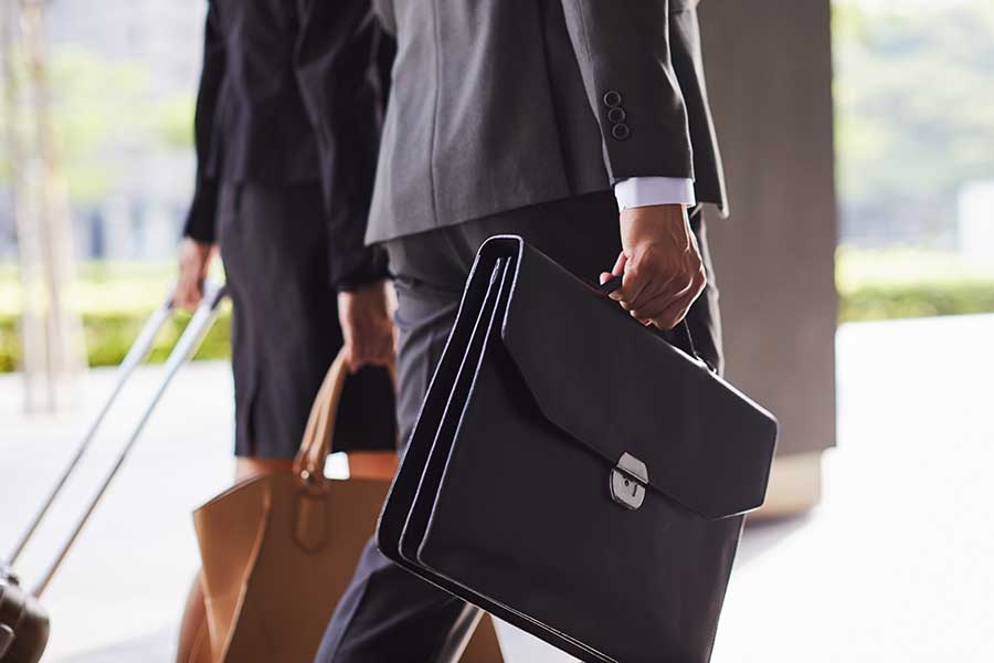 Couple dressed in business attire