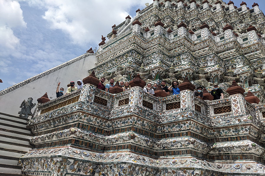 Clarkson students in Asia at a tourist destination