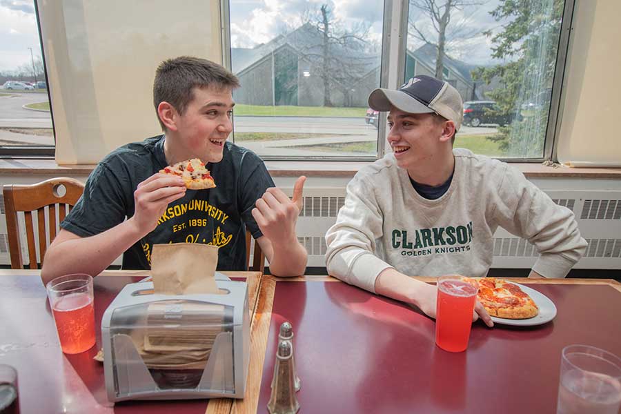 Students in an on campus eatery