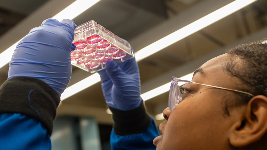 Female student in lab.