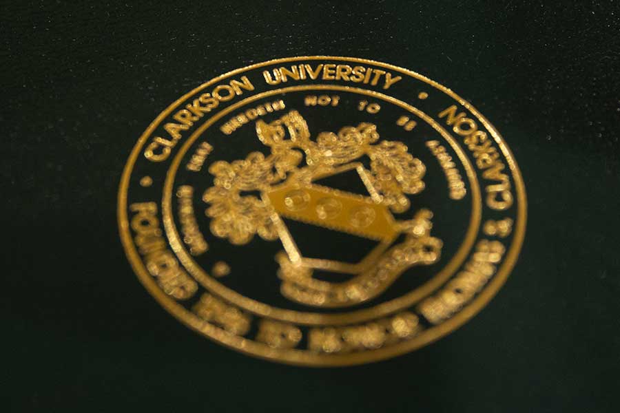 Clarkson seal on a degree folder