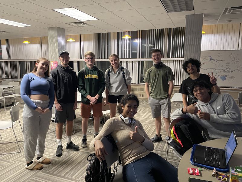 A photo of a living learning community in a freshman common area.